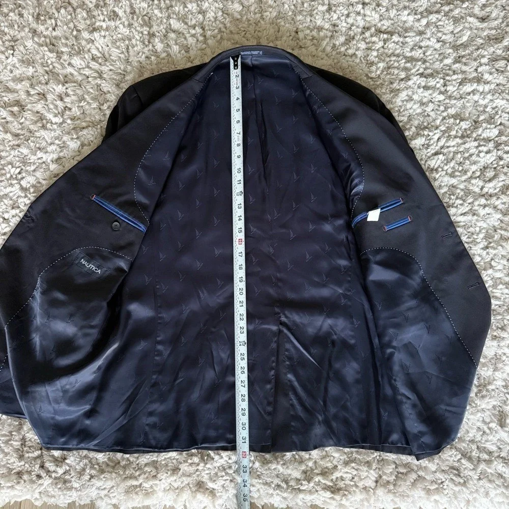 Nautica Wool 2-button Navy Blazer Anchor Nautical‎ Solver Metal Buttons 46R EUC